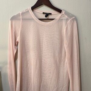 Forever 21 sheer mesh Pink Long Sleeve Top